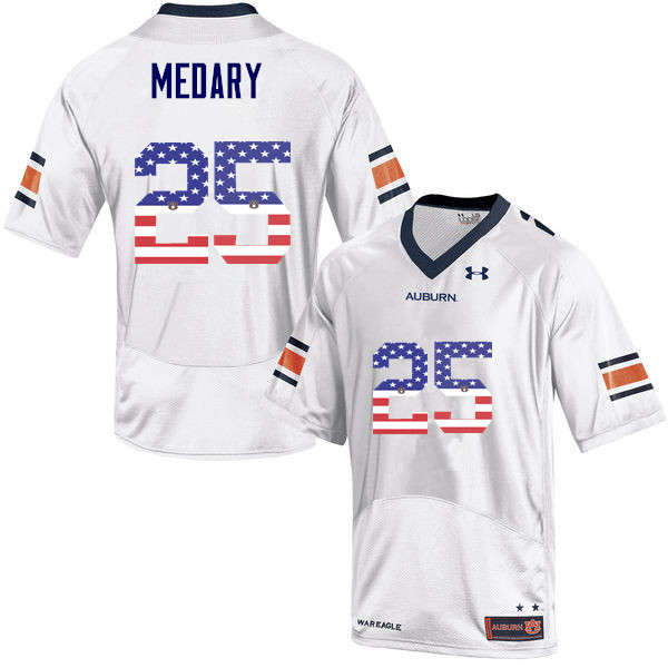 Men #25 Alex Medary Auburn Tigers USA Flag Fashion College Football Jerseys-White - Click Image to Close